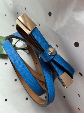 kate spade 8MM Shoestring Bow Belt in Blue